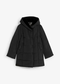 Damen bonprix Bekleidung·Hosen|Nachhaltigere Materialien|Steppjacke mit Fellimitatbesatz