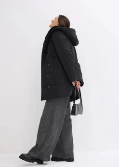 Damen bonprix Bekleidung·Hosen|Nachhaltigere Materialien|Steppjacke mit Fellimitatbesatz
