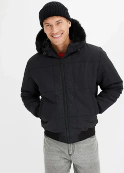 Herren bonprix Große Größen|Jacken & Mäntel|Steppjacke mit Fellkapuze in Blousonform