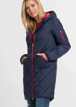Sale Steppmantel mit Kapuze zweifarbig Damen Jacken & Mäntel