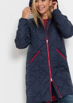 Sale Steppmantel mit Kapuze zweifarbig Damen Jacken & Mäntel