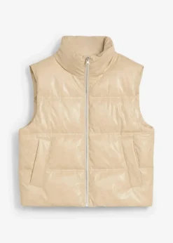 Damen bonprix Jacken & Mäntel|Nachhaltigere Materialien|Steppweste aus Lederimitat