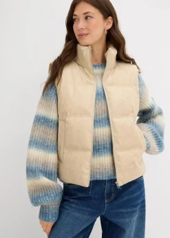 Damen bonprix Jacken & Mäntel|Nachhaltigere Materialien|Steppweste aus Lederimitat