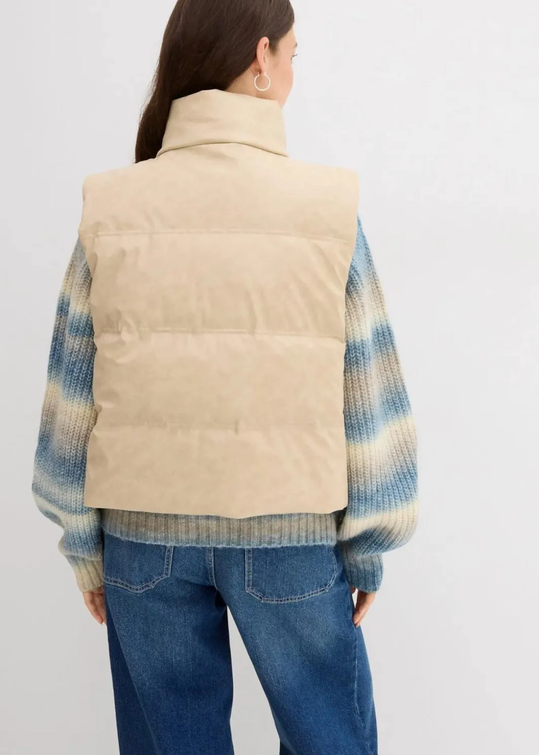 Damen bonprix Jacken & Mäntel|Nachhaltigere Materialien|Steppweste aus Lederimitat