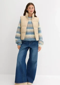 Damen bonprix Jacken & Mäntel|Nachhaltigere Materialien|Steppweste aus Lederimitat