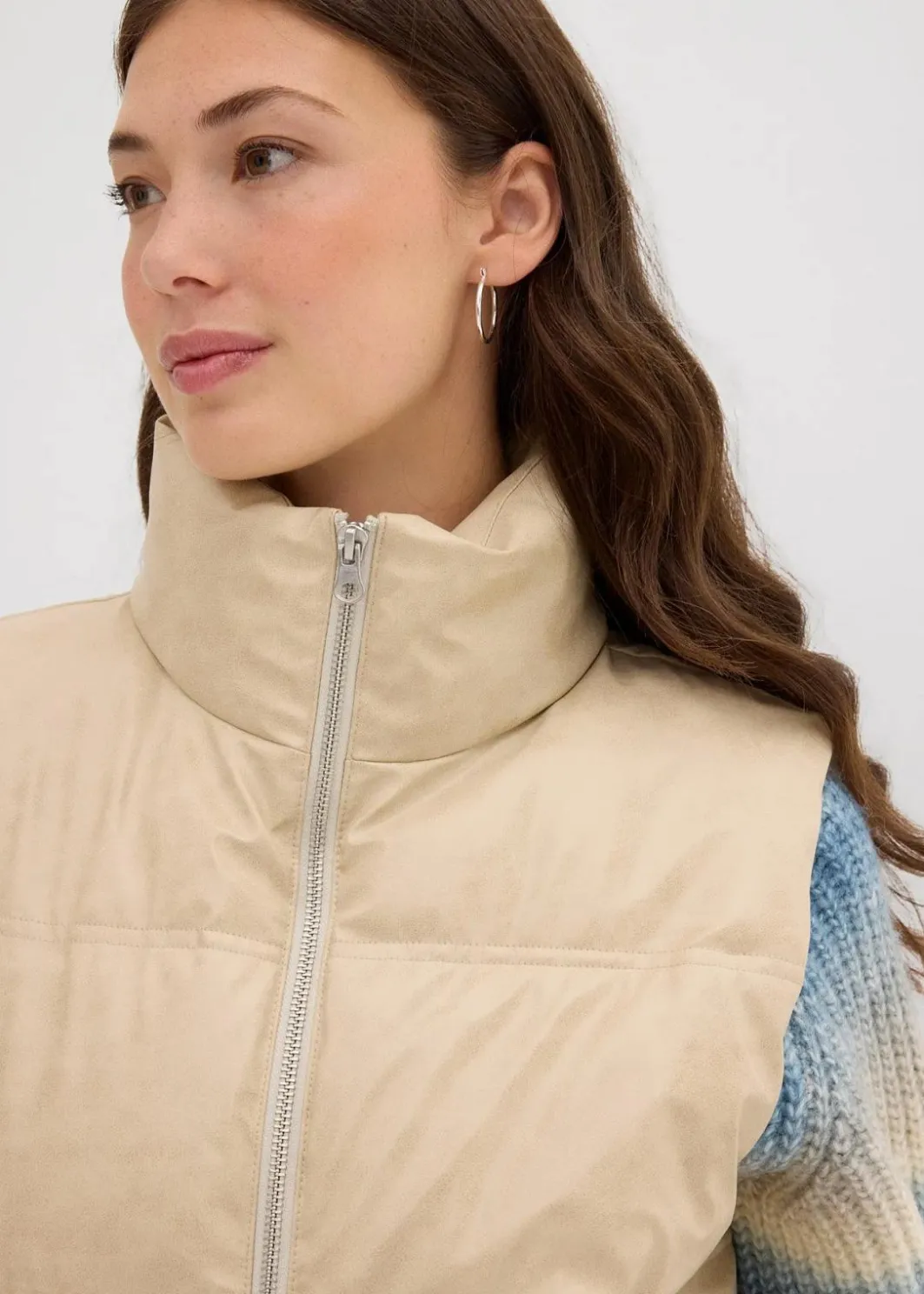 Damen bonprix Jacken & Mäntel|Nachhaltigere Materialien|Steppweste aus Lederimitat