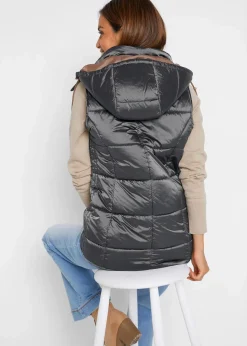 Damen bonprix Bekleidung·Hosen|Jacken & Mäntel|Steppweste mit abnehmbarer Kapuze