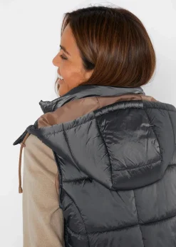 Damen bonprix Bekleidung·Hosen|Jacken & Mäntel|Steppweste mit abnehmbarer Kapuze