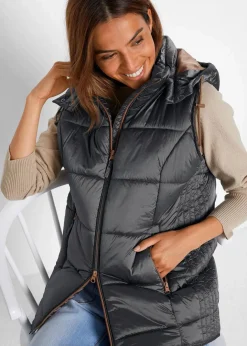 Damen bonprix Bekleidung·Hosen|Jacken & Mäntel|Steppweste mit abnehmbarer Kapuze
