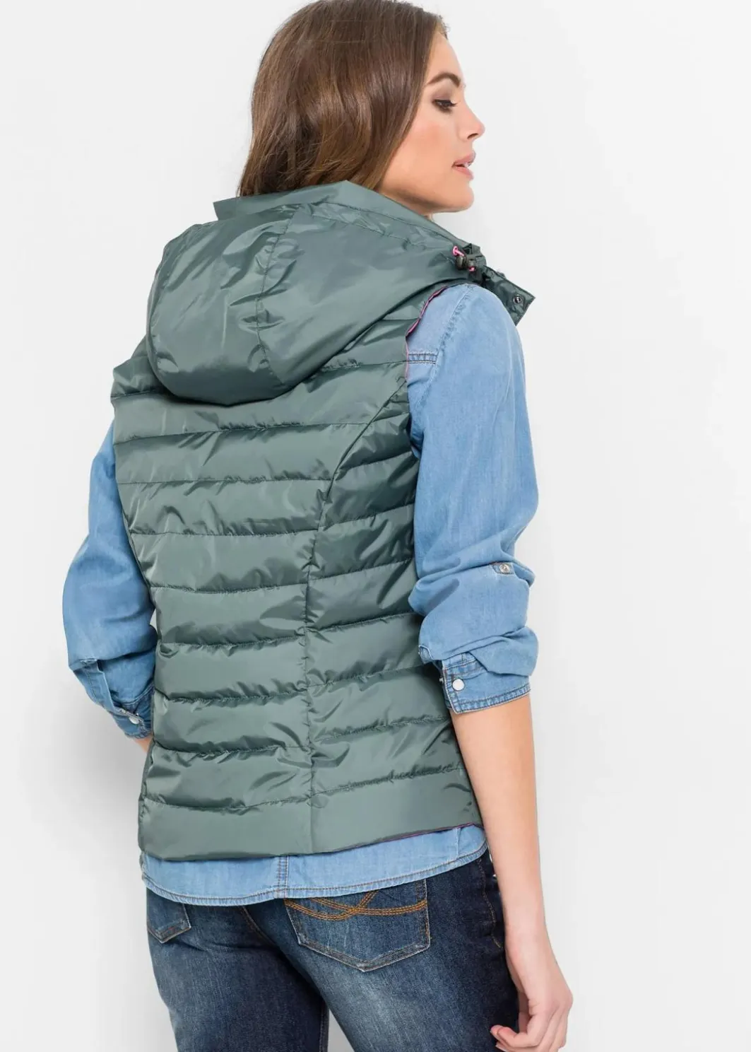 Damen bonprix Jacken & Mäntel|Nachhaltigere Materialien|Steppweste mit Kapuze