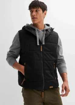 Discount Steppweste mit Kapuze und Lederimitat-Details Herren Große Größen|Jacken & Mäntel