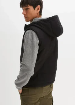 Discount Steppweste mit Kapuze und Lederimitat-Details Herren Große Größen|Jacken & Mäntel