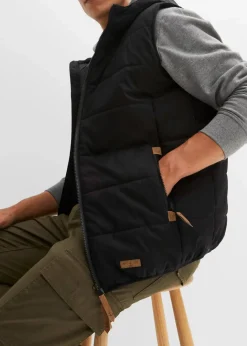 Discount Steppweste mit Kapuze und Lederimitat-Details Herren Große Größen|Jacken & Mäntel