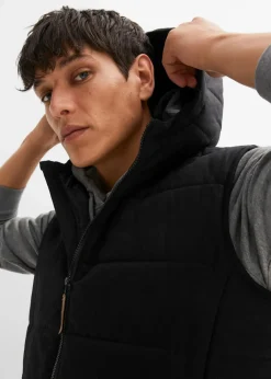 Discount Steppweste mit Kapuze und Lederimitat-Details Herren Große Größen|Jacken & Mäntel