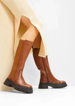 Damen bonprix Stiefel|Schuhe & Accessoires In Spezialgrößen·Elastischer Schaft|Stiefel aus Leder