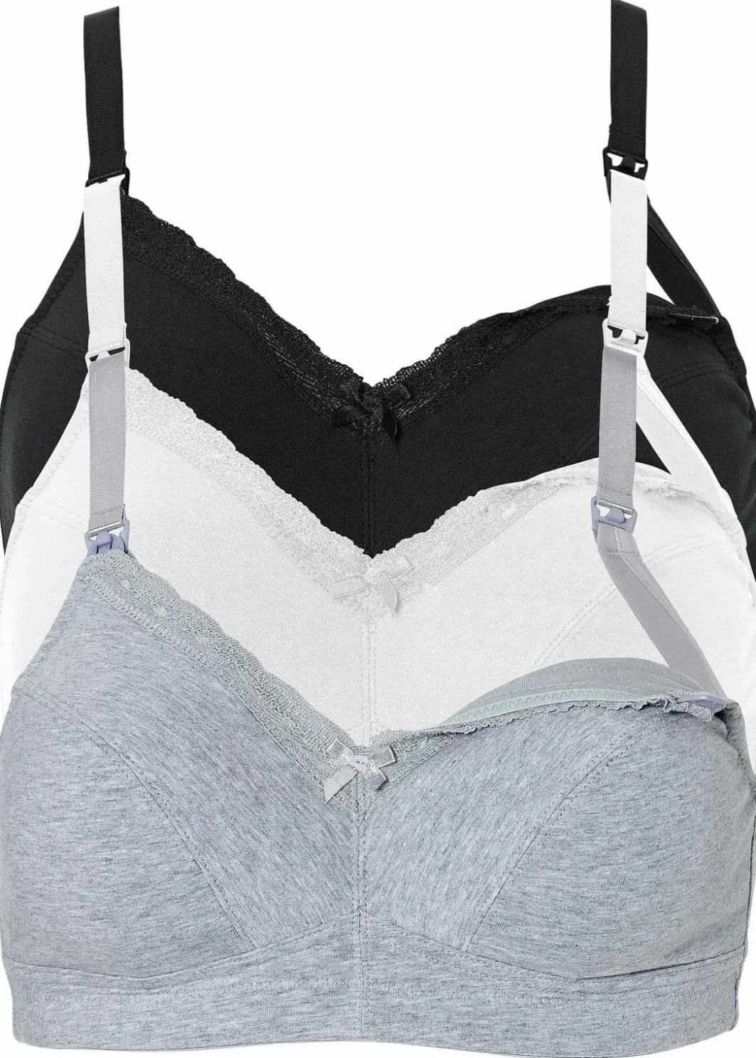 Damen bonprix Große Cups D-H|Umstandsmode|Still BH ohne Bügel (3er Pack) mit Bio-Baumwolle