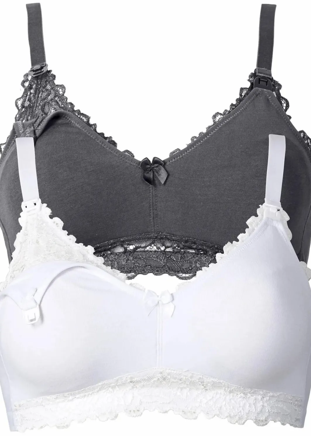 Damen bonprix Große Cups D-H|Umstandsmode|Still BH ohne Bügel mit Bio-Baumwolle (2er Pack)