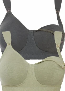 Damen bonprix Umstandsmode|Nachhaltigere Materialien|Still BH ohne Bügel mit Bio-Baumwolle (2er Pack)