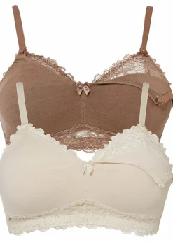 Damen bonprix Große Cups D-H|Umstandsmode|Still BH ohne Bügel mit Bio-Baumwolle (2er Pack)