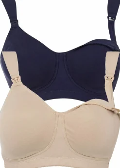 Damen bonprix Umstandsmode|Nachhaltigere Materialien|Still BH ohne Bügel mit Bio-Baumwolle (2er Pack)