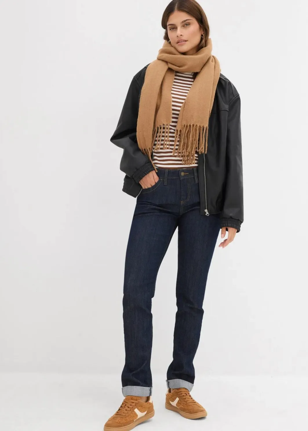 Best Straight Jeans Mid Waist, Stretch Damen Jeans|Kurzgrößen
