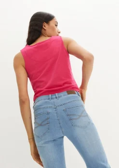 Damen bonprix Jeans|Kurzgrößen|Straight Jeans Mid Waist, Stretch