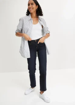 Damen bonprix Kurzgrößen|Bekleidung·Shirts & Tops|Straight Jeans Mid Waist, Stretch