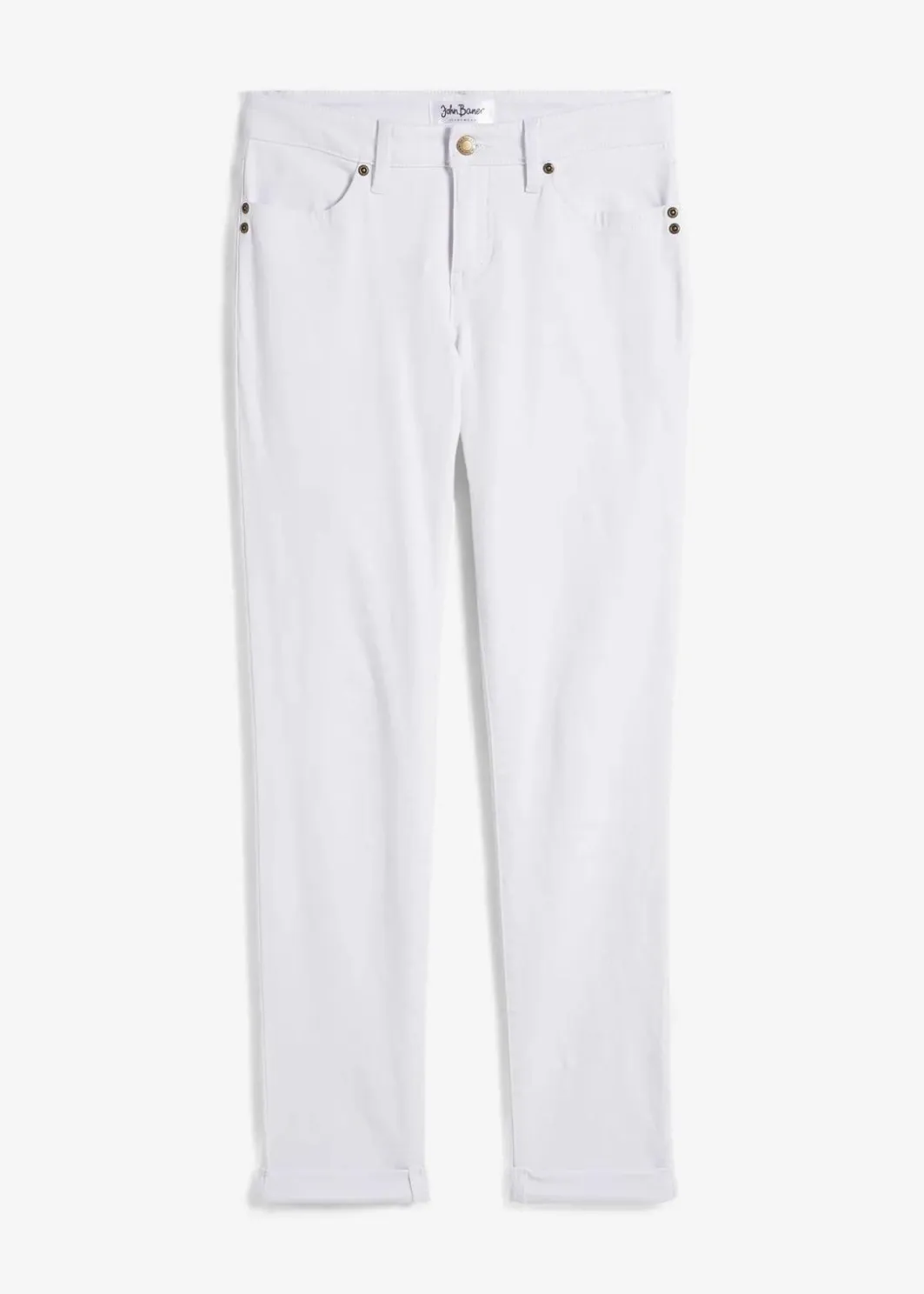 Damen bonprix Jeans|Kurzgrößen|Straight Jeans Mid Waist, Stretch