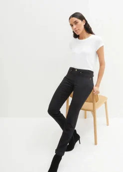 Damen bonprix Jeans|Kurzgrößen|Straight Jeans Mid Waist, Stretch
