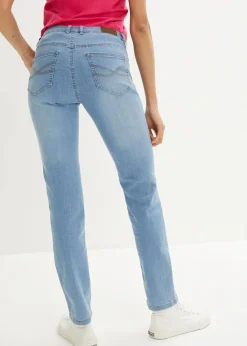 Damen bonprix Jeans|Kurzgrößen|Straight Jeans Mid Waist, Stretch