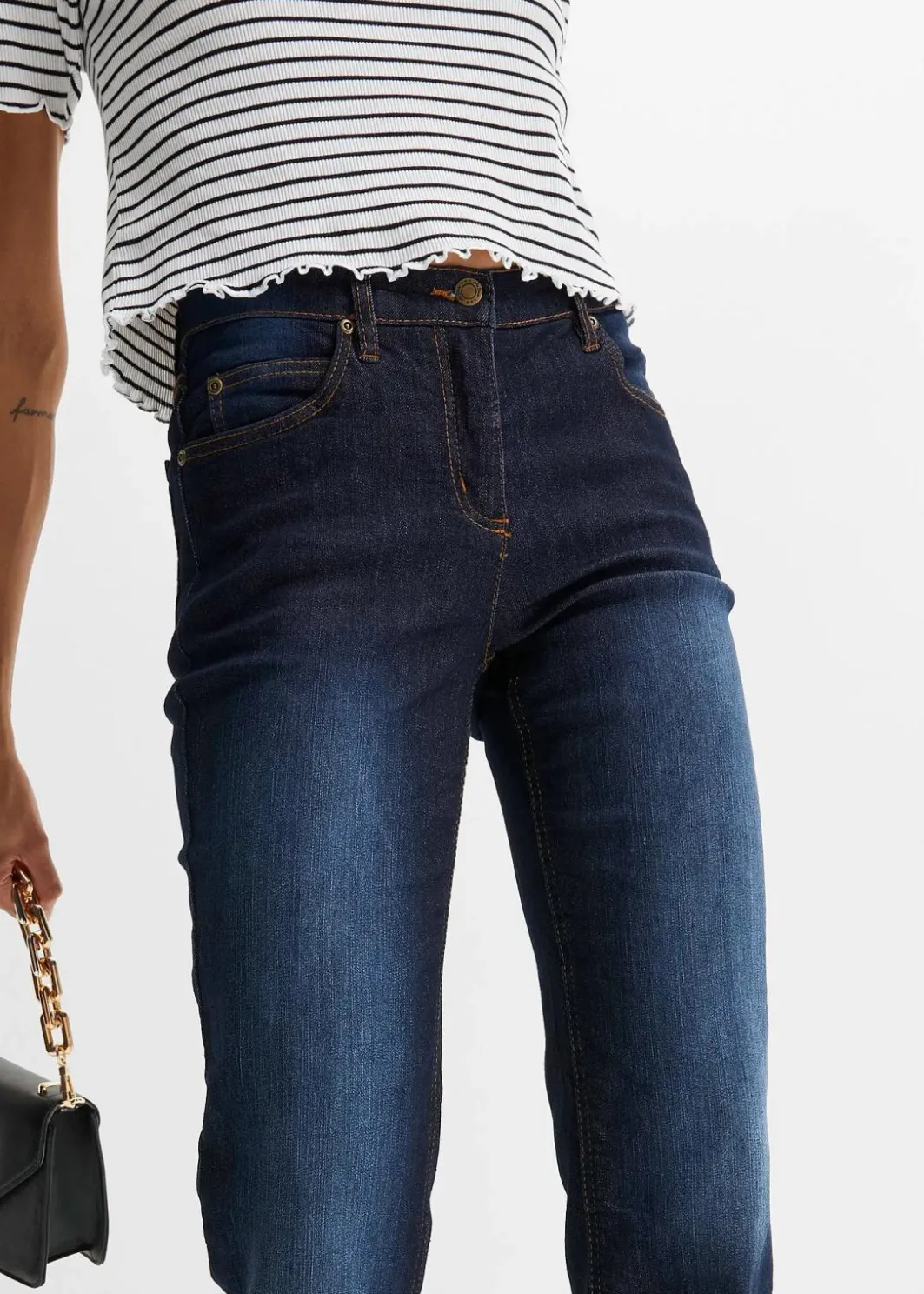 Straight Jeans Mid Waist, Stretch Damen Jeans|Kurzgrößen