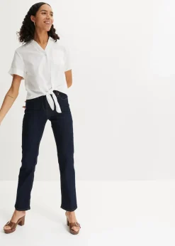 Damen bonprix Jeans|Kurzgrößen|Straight Jeans Mid Waist, Stretch