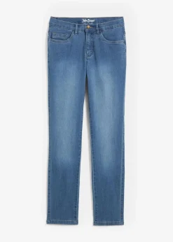 Damen bonprix Jeans|Kurzgrößen|Straight Jeans Mid Waist, Stretch