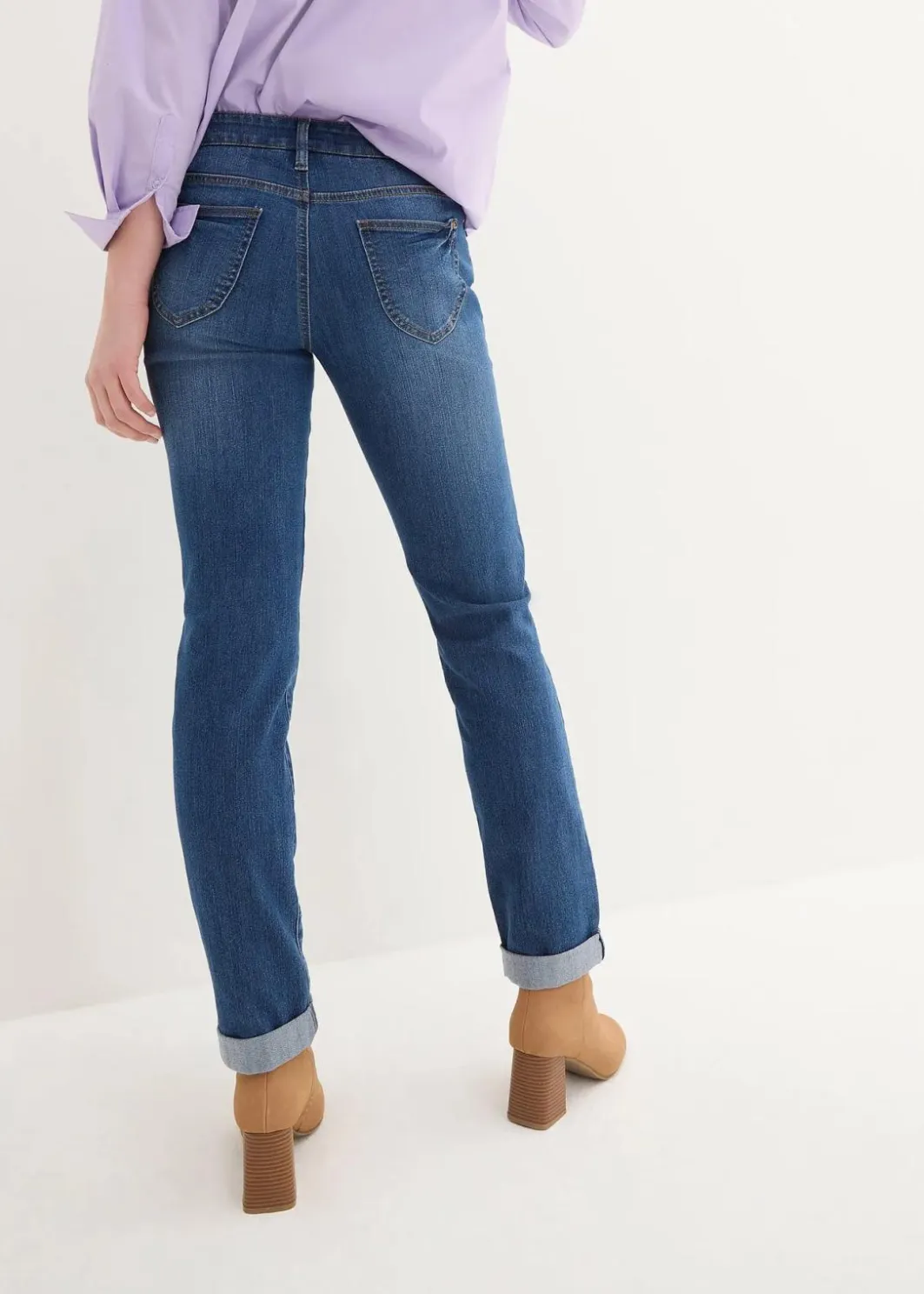Hot Straight Jeans Mid Waist, Stretch Damen Kurzgrößen|Bekleidung·Shirts & Tops