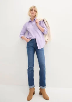 Hot Straight Jeans Mid Waist, Stretch Damen Kurzgrößen|Bekleidung·Shirts & Tops