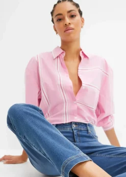 Damen bonprix Jeans|Kurzgrößen|Straight Jeans Mid Waist, Stretch
