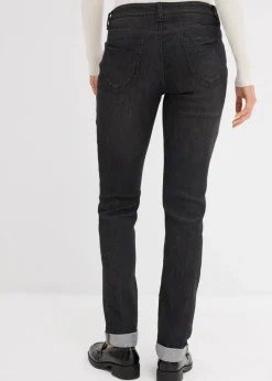 Damen bonprix Jeans|Kurzgrößen|Straight Jeans Mid Waist, Stretch