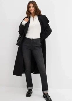 Damen bonprix Jeans|Kurzgrößen|Straight Jeans Mid Waist, Stretch