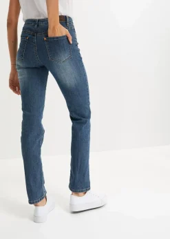 Damen bonprix Jeans|Kurzgrößen|Straight Jeans Mid Waist, Stretch