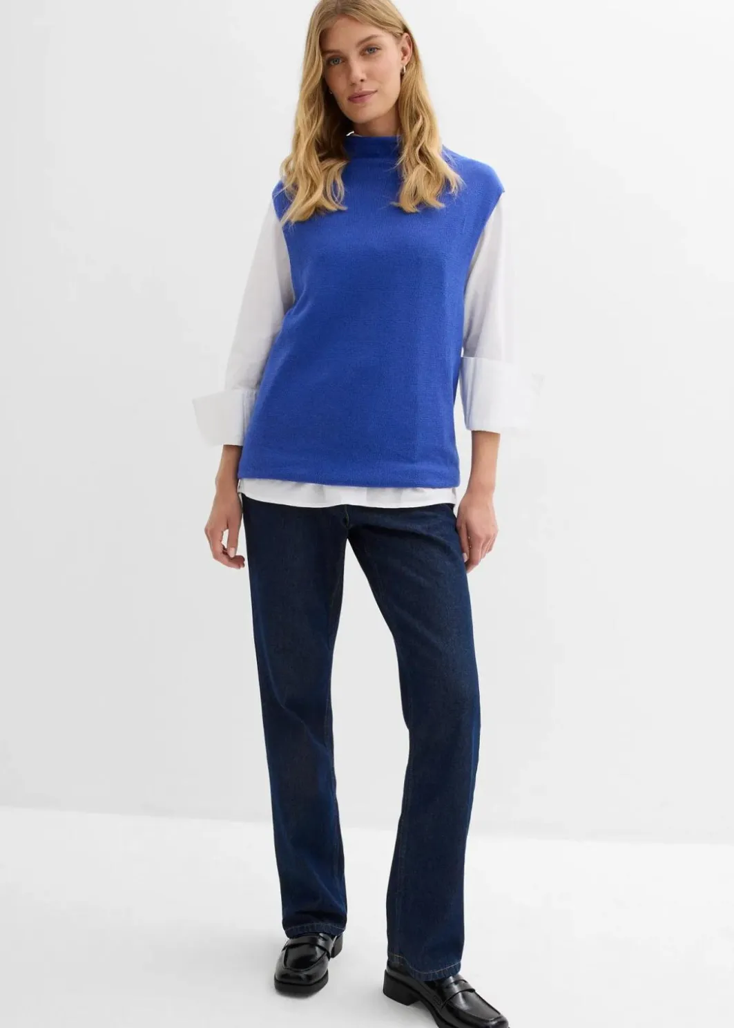 Damen bonprix Bekleidung·Shirts & Tops|Nachhaltigere Materialien|Straight-Jeans, High Waist, Long aus Bio-Baumwolle