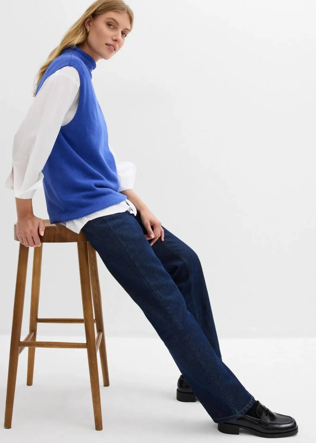 Damen bonprix Bekleidung·Shirts & Tops|Nachhaltigere Materialien|Straight-Jeans, High Waist, Long aus Bio-Baumwolle