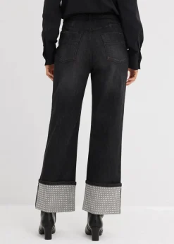 Damen bonprix Bekleidung·Shirts & Tops|Jeans|Straight-Jeans High Waist mit Turn Up
