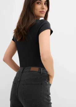 Damen bonprix Jeans|Bekleidung·Shirts & Tops|Straight-Jeans High Waist cropped