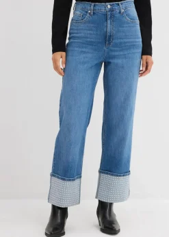 Sale Straight-Jeans High Waist mit Turn Up Damen Jeans|Bekleidung·Shirts & Tops