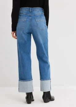 Sale Straight-Jeans High Waist mit Turn Up Damen Jeans|Bekleidung·Shirts & Tops
