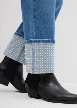 Sale Straight-Jeans High Waist mit Turn Up Damen Jeans|Bekleidung·Shirts & Tops