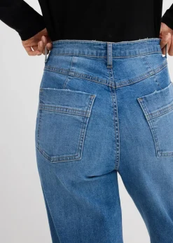 Sale Straight-Jeans High Waist mit Turn Up Damen Jeans|Bekleidung·Shirts & Tops
