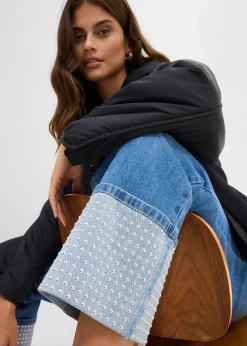 Sale Straight-Jeans High Waist mit Turn Up Damen Jeans|Bekleidung·Shirts & Tops