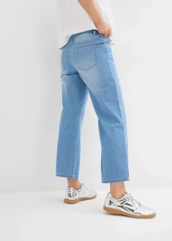 Damen bonprix Bekleidung·Shirts & Tops|Jeans|Straight-Jeans Mid Waist, Bequembund Low Stretch cropped