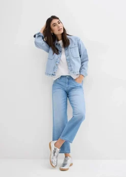 Damen bonprix Bekleidung·Shirts & Tops|Jeans|Straight-Jeans Mid Waist, Bequembund Low Stretch cropped